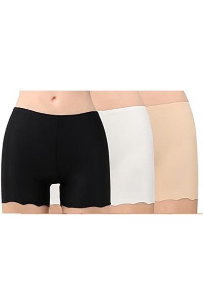Glamroot Women's/Girl's Seamless Smooth Ice Silk Boyshort Panty/Cycling Shorts/Under Skirt Shorts, Free Size