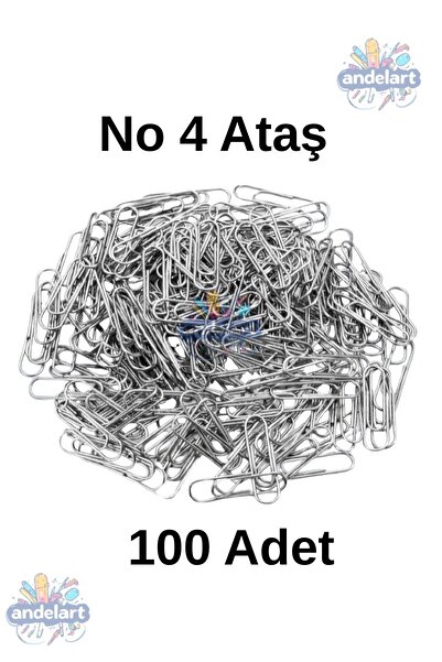andelart No 4 Metal Ataş 100 lü 1 Paket Nikel Kaplama