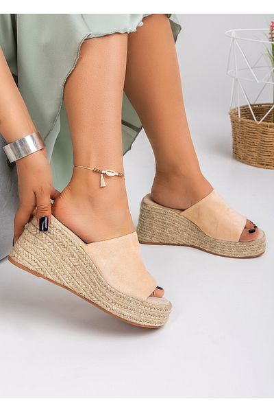 starlike Beige women's platform slippers A044