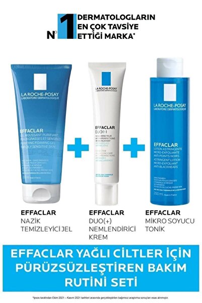 La Roche Posay Effaclar Yağlı Ciltler için Pürüzsüzleştiren Bakım Rutini Seti...