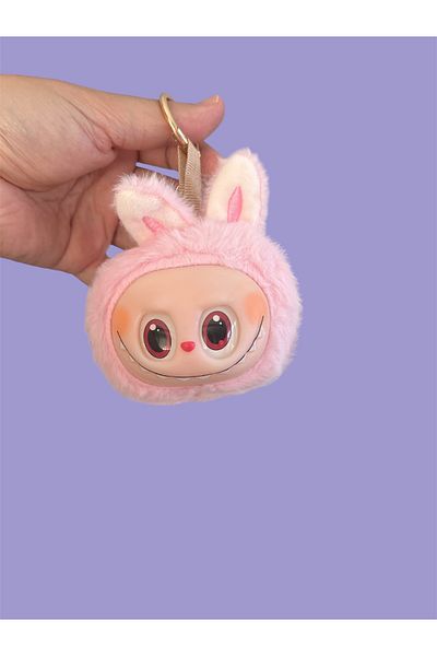 synshop Cute Monster Labubu Charm Keychain, Bag Accessory, Plush Toy Round Model