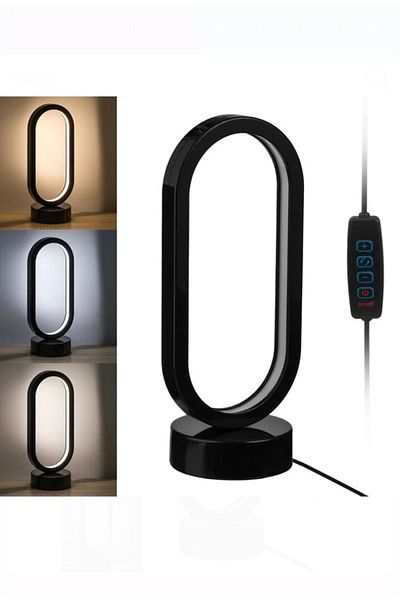 Jumbo Black LED Lamp with USB & 3 Shades 12x10x28cm