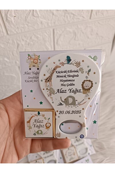 Doğrukan Hediyelik 20 adet açacak çikolata kart set safari konsept yenidoğan ...