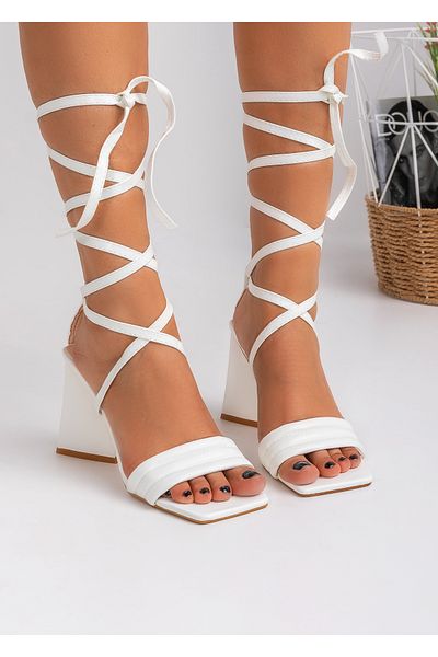 starlike Women's white heeled sandals A058