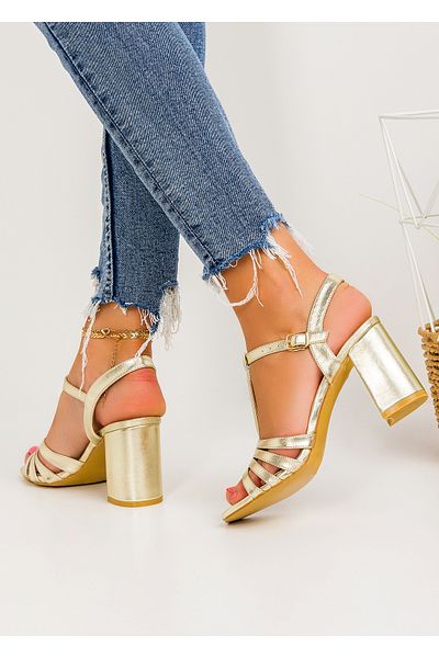 starlike Women's gold heeled sandals A039