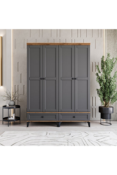 MONZIO Silva 4 Kapaklı Çekmeceli Gardırop %100 MDF