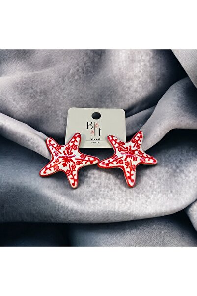 BiVivariShop Ceramic Looking Starfish Brand Model Earrings