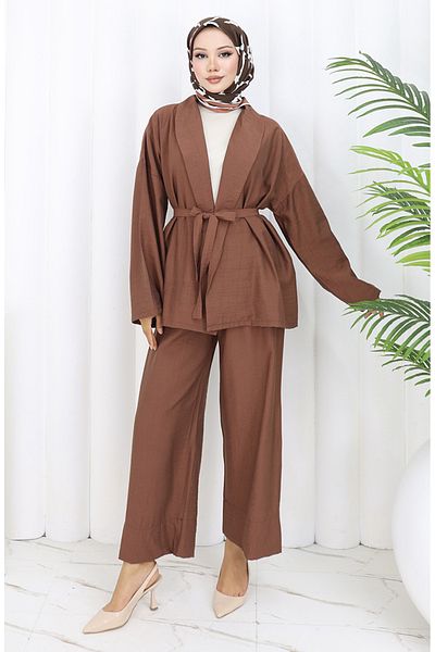 sefamerve Παντελόνι Kimono Σετ δύο τεμαχίων 11322-08 Mink