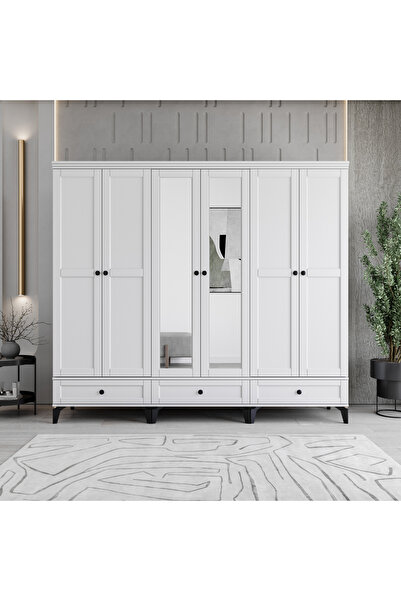 MONZIO Silva 6 Kapaklı Çekmeceli Gardırop %100 MDF