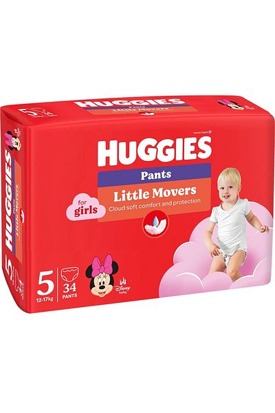 Huggies 34 Diapers Panty Size 5 Girls 12-17 Kg