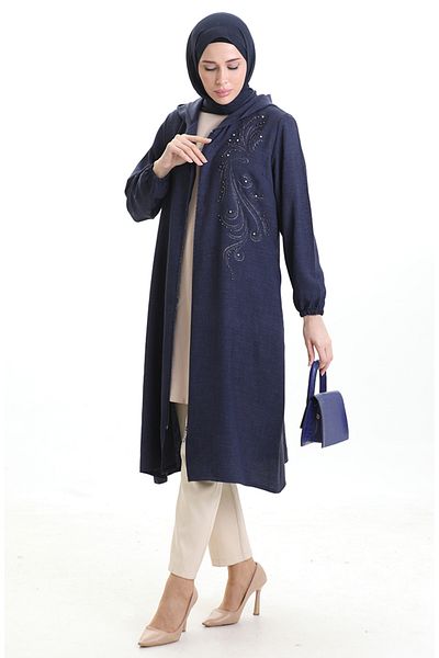 sefamerve Κεντημένο καπάκι με κουκούλα 994708-04 Navy Blue