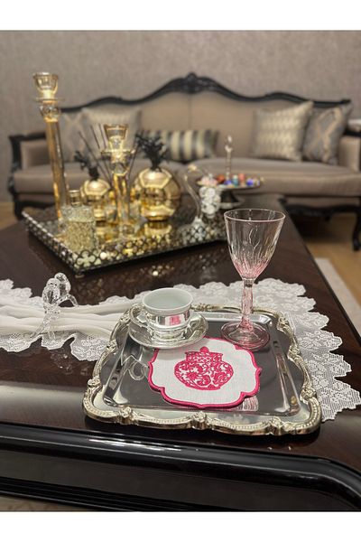 larense Silver Tray Casting Silver Rose Frame& Presentation Tray&Tea, Coffee Tray& Promise, Engagement Tray