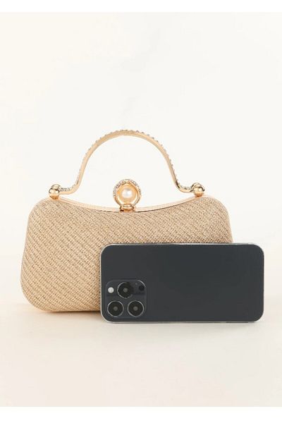 W MAX WM Gold Color Evening Dress Bag Zircon Stone Evening Dress Stylish Bag Is an Elegant Design