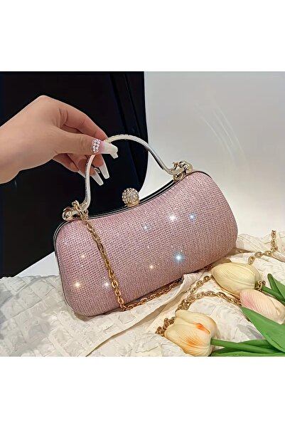 ZEYYMODA Women's Imported Silvery Pink Evening Dress Bag Zircon Stone Evening...