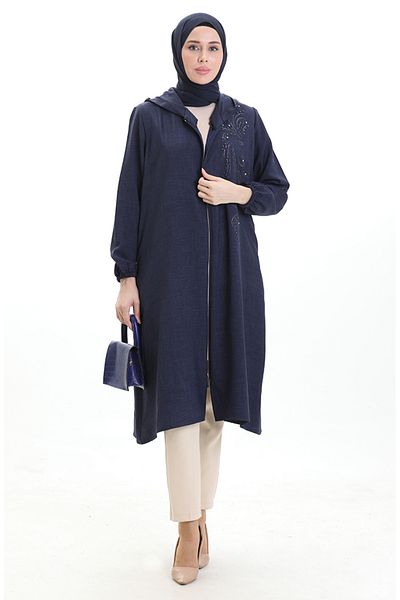 sefamerve Κεντημένο καπάκι με κουκούλα 994708-04 Navy Blue
