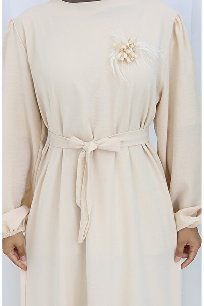 sefamerve Φόρεμα με λεπτομέρεια καρφίτσας 0017-05 Μπεζ