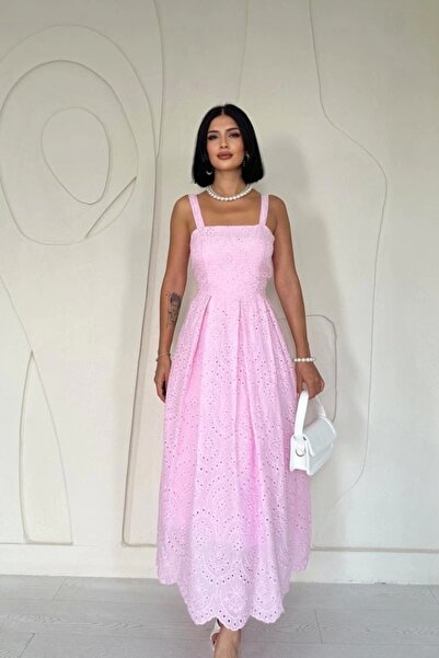 novafems Rochie Brode Roz cu Bretele