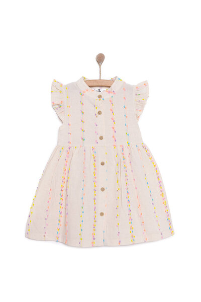 Baby Z BabyZ Kız Bebek Elbise Vintage Girl Bisiklet Yaka Kısa Kol Ekru