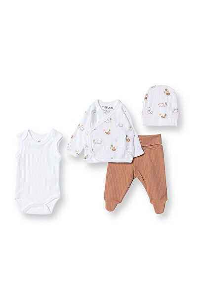 Tiffany Yenidoğan Erkek Ayıcık Desenli Prematüre Set Erkek Bebek