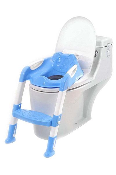 Twinkle Mart Portable Folding Trainer Toilet Potty Training Ladder Chair For Kids - Blue