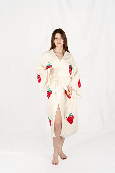 Befera Design Муслін кімоно 100% бавовна з принтом полуниці Халат Кафтан Ранковий халат