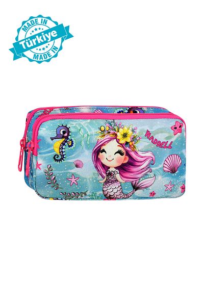 Niss Store New Mermaid Themed Two-Pocket Girl's Pencil Case