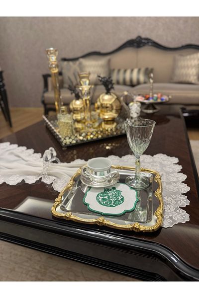 larense Silver Tray Casting Gold Rose Frame&Presentation Tray&Coffee,Tea Tray&Promise Engagement Tray