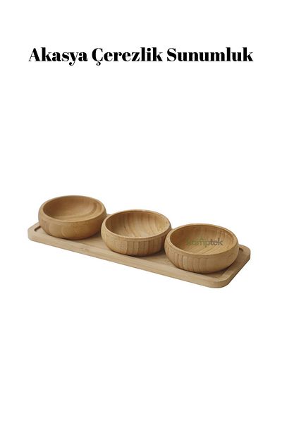kamptek kamp teknolojisi Kamptek Acacia Snack Bowl Presentation Set Set of 4 Bamboo Oval