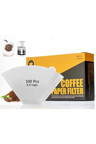 Omran Cart U Shape Coffee Filters 102 – 100pcs Wood Pulp for Drip & U Shape Drippers White