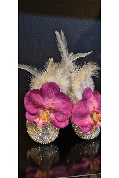 Şeker Tadında Tasarımlar Purple Orchid Detailed Stone Baby Girl Gift Shoes