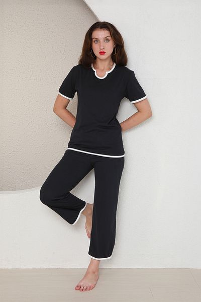 FAMES PİJAMA Yazlik Combed Women's Pajama Set