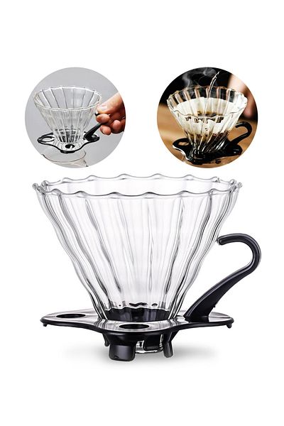 Omran Cart V60 Glass Coffee Dripper – 2–4 Cups, Heat-Resistant, Fits Most Server Pots