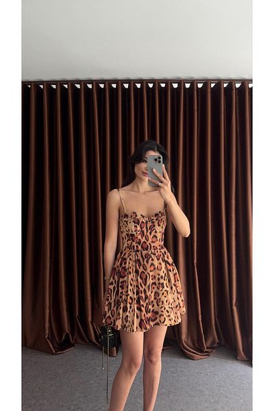 HAZELANNA Velvet Leopard Dress