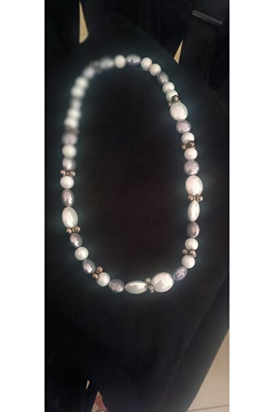 LADİJİTAL BASKI ÇÖZÜMLERİ Gray Beaded Long Necklace