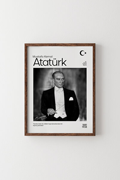 epiqart Atatürk - Wooden Patterned Frame