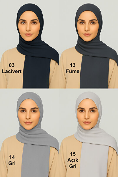 DAKKA KADİMA طقم شال قطن ممشط مكون من 4 قطع (كحلي - دخاني - رمادي - رمادي فاتح)