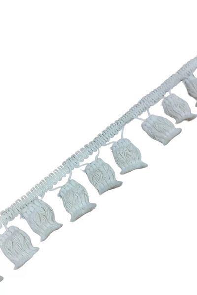 Mu Art Ahşap Pompom Tassel Cotton Width 5 cm Cream 1 Meter