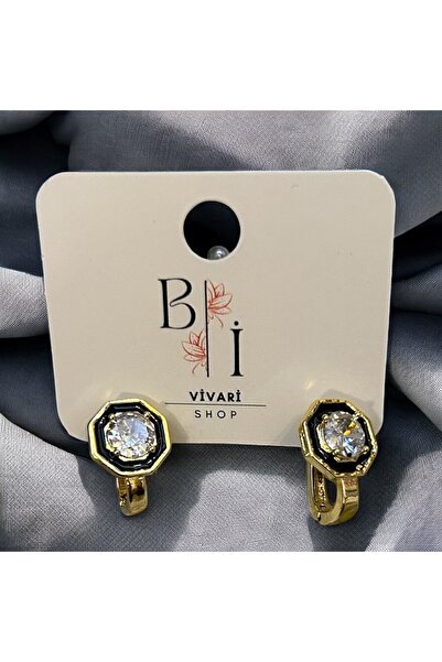 BiVivariShop أقراط حجرية ذهبية مفصلة باللون الأسود