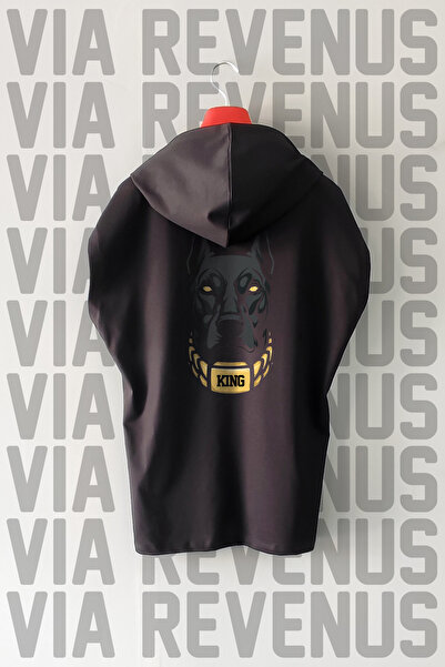 Vordevia Tricou sport cu glugă cu mâneci zero, 100% bumbac, imprimat față și ...