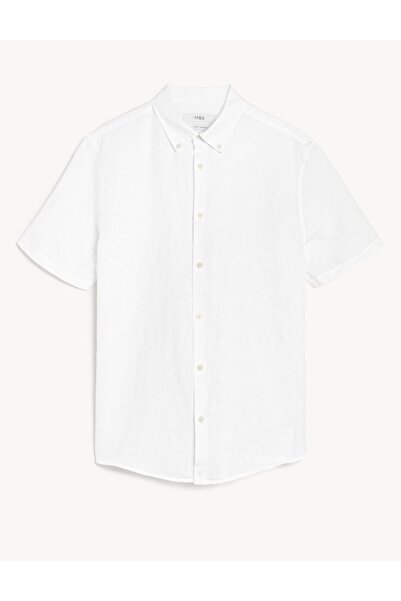 Marks & Spencer Kısa Kollu Keten Gömlek