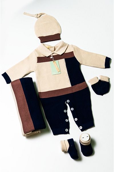 ZENİ BABY Newborn 5-Piece Knitted Knitwear Jumpsuit Set