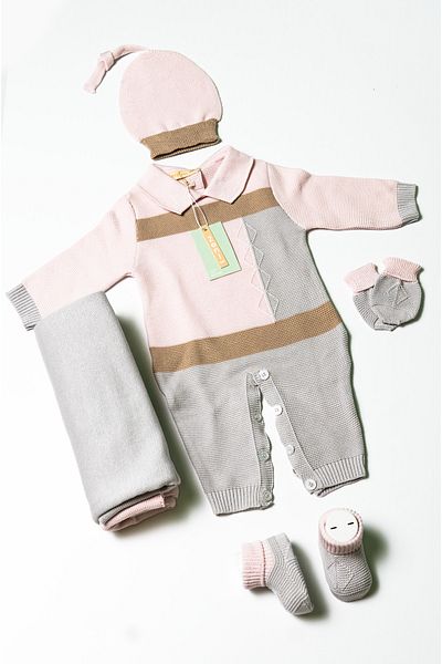 ZENİ BABY Newborn 5-Piece Knitted Knitwear Jumpsuit Set
