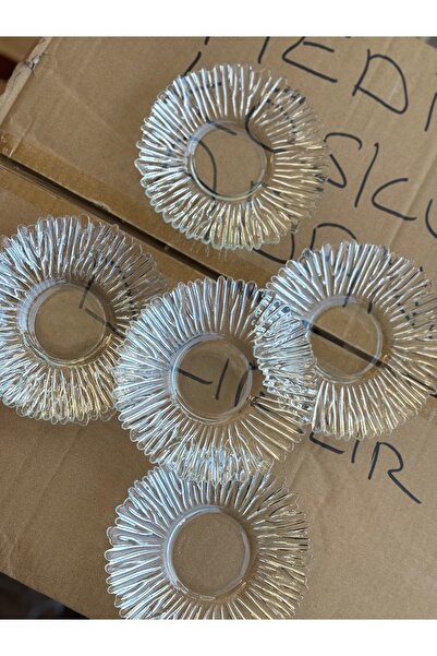 Hediye Köşkü Papatya Model 6lı Cam Çay Tabak