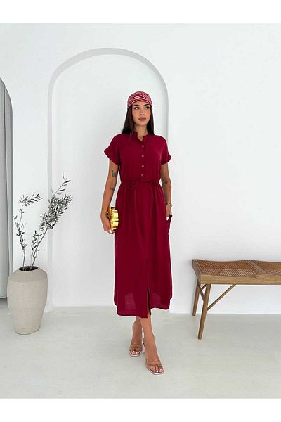 ELBEY Button Detailed Woven Modal Dress