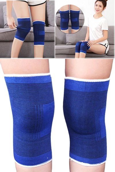 Shopura Blue Athlete Knee Pad Set of 2 Elbow Knee Protector Elastic Band Athlete Bandage Protective Corset Set Leggings