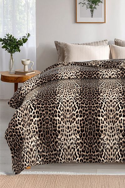 Lorien Leopard Patterned, Jacquard and Printed 100% Cotton Double Pique (Bedding Cover) – 195X235 cm