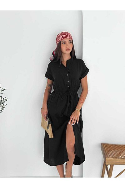 ELBEY Button Detailed Woven Modal Dress