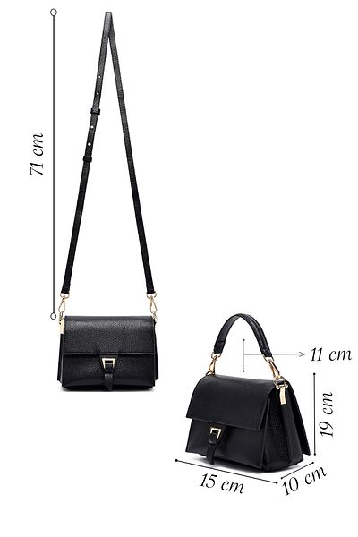 Derimod Women's Black Long Strap Leather Mini Crossbody Bag 25Sbd2350Ft