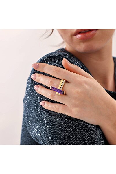 REGOLD Başak Mor Baget Taşlı 14 Ayar Yüzük