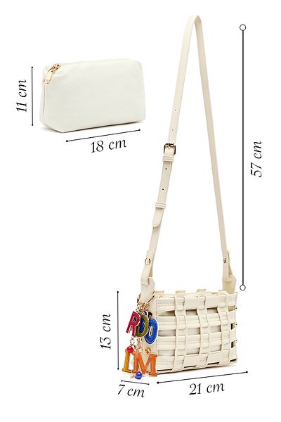 Derimod Women's Cream Long Strap Knitted Crossbody Bag 25Sbd284929